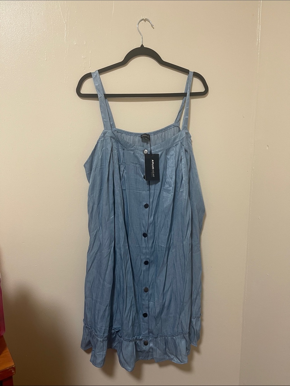 Light Blue Button-Front Camisole Dress